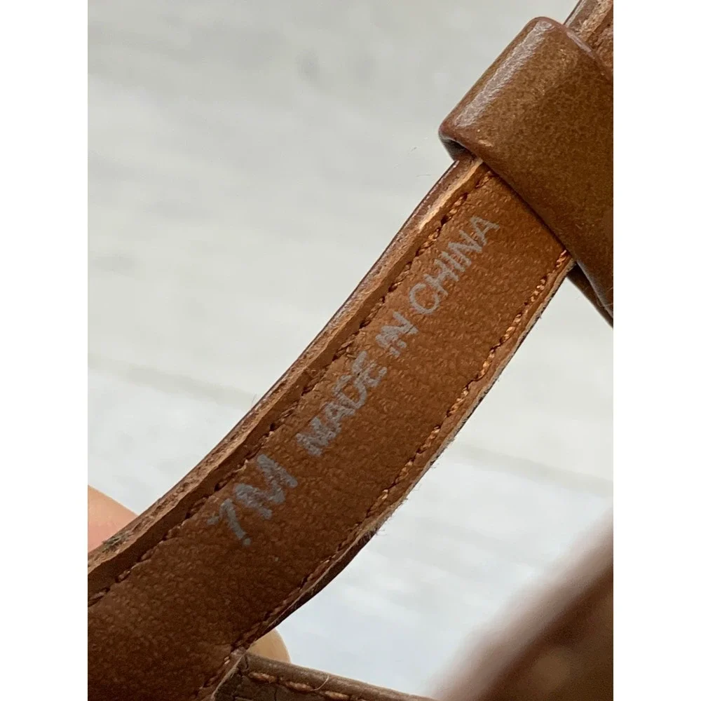 Naturalizer Brewster Brown Metallic Espadrille Wedge Sandals 7 Casual Shoes